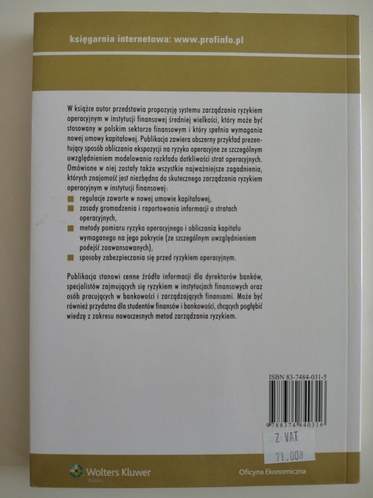 Zarządzanie ryzykiem operacyjnym Paweł Matkowski