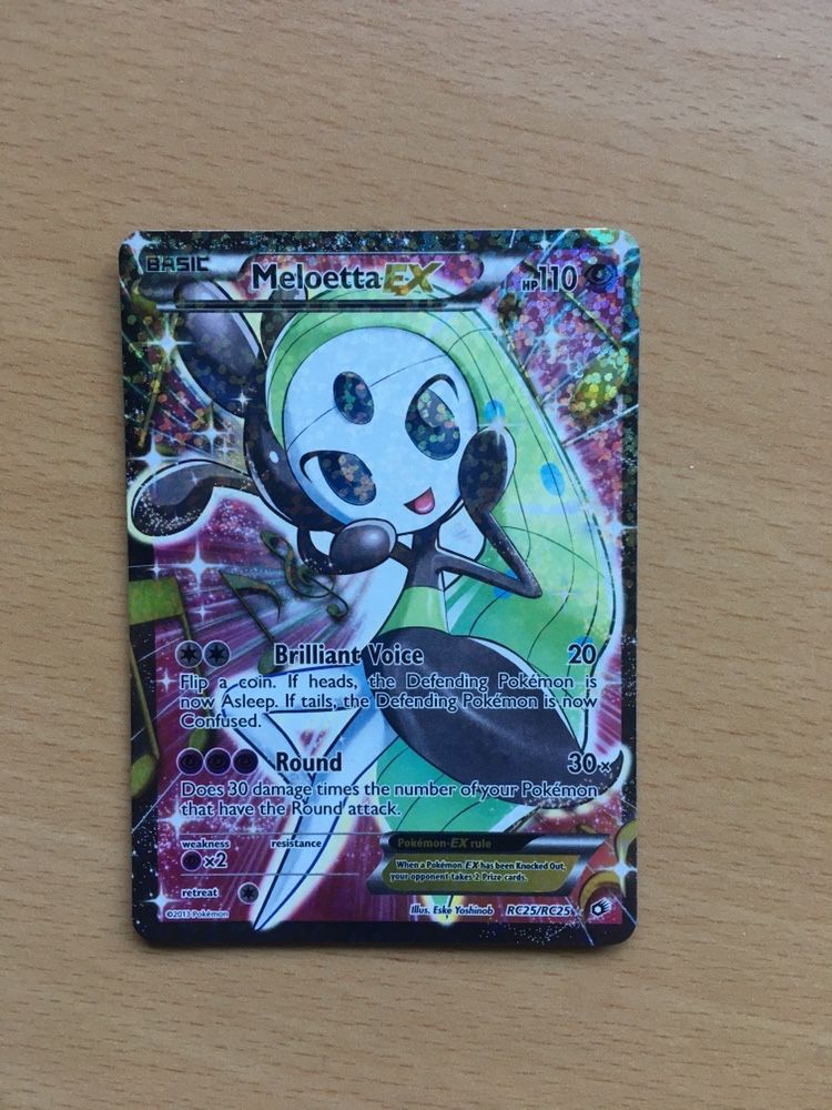 2 Cartas Pokémon Holográficas (Meloetta Full Art Ex e Ex)