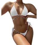 Bikini białe z kryształkami
