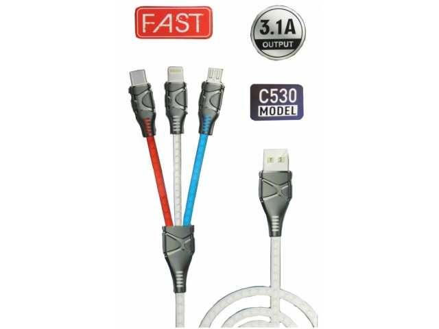 Kabel do telefonu 3w1 FAST IPHONE Micro USB Typ C