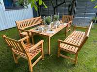 OKAZJA!! zestaw meble ogrodowe 150cm,drewniane, stół, 2 ławki