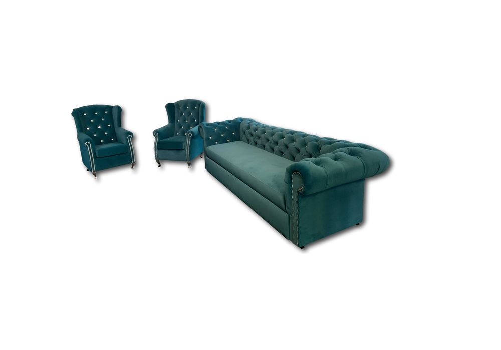Chesterfield Sofa Trzyosobowa z Funkcją Spania