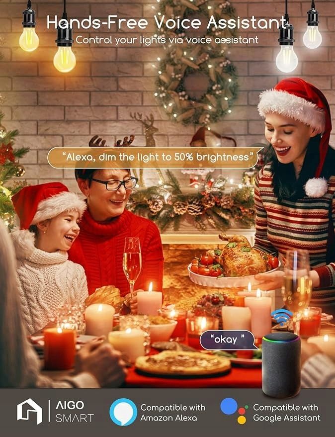 Inteligentna żarówka z żarnikiem G45 CCT (2 szt.) (WIFI+Bluebooth)