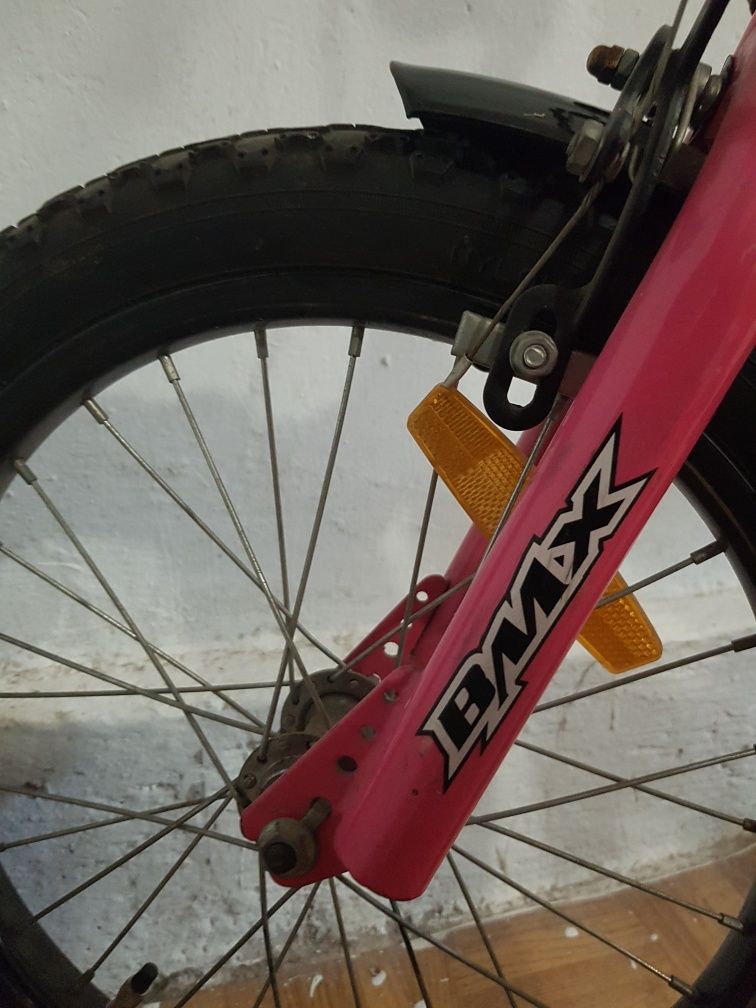 Rower dziecięcy Unitex BMX for kids 16'' - różowo-czarno-srebrny