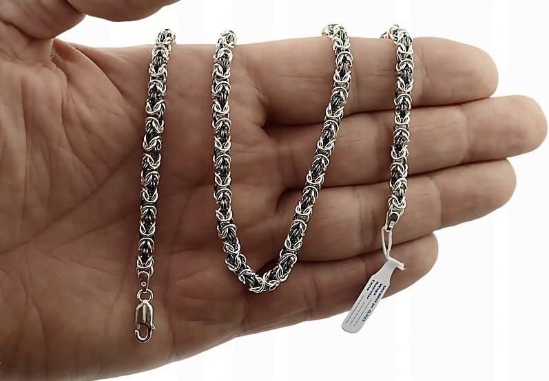 Srebrny Łańcuszek Splot Królewski 4,50 mm Oksydowany pr 925 Grawer