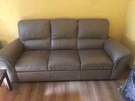 Sofa skórzana rozkładana z funkcją spania + fotel
