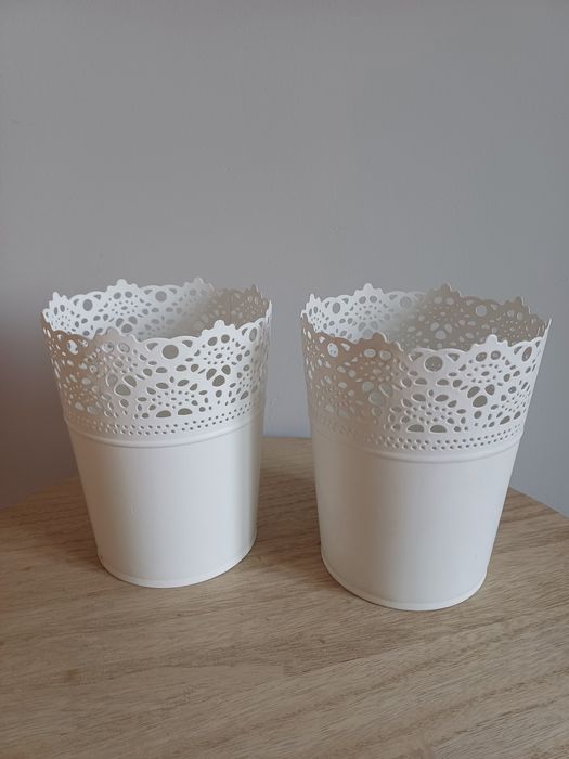 Osłonka doniczki Ikea Skurar metal koronka 2 szt