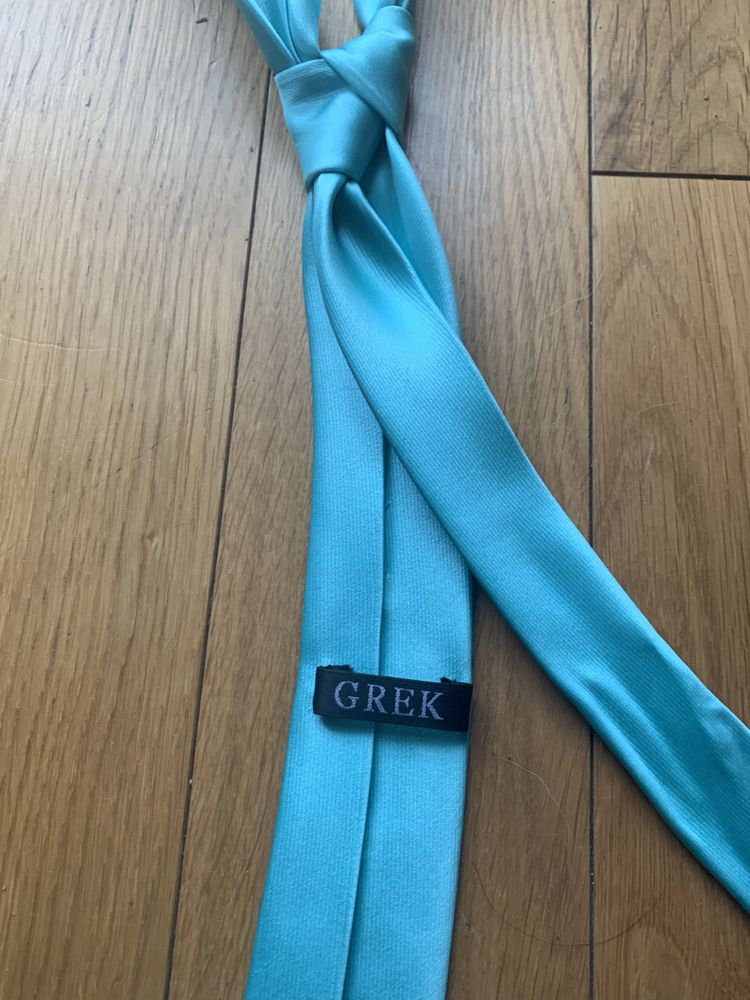 Cienki krawat 100% jedwab silk baby blue