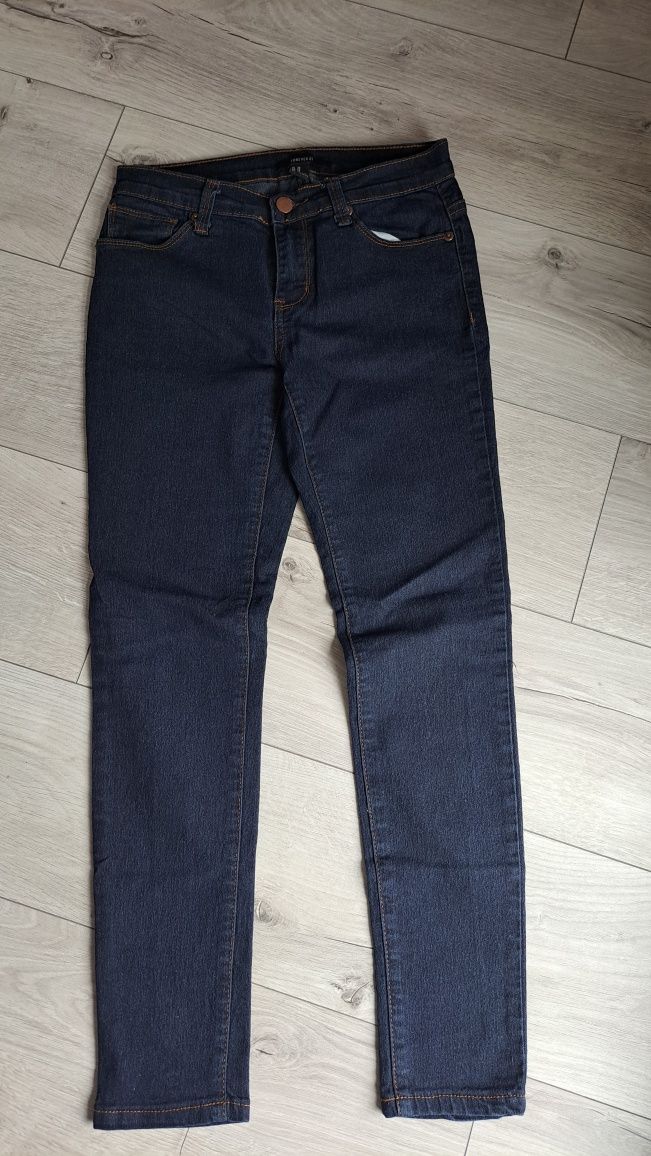 Forever 21 spodnie jeans rurki skinny XS granatowe