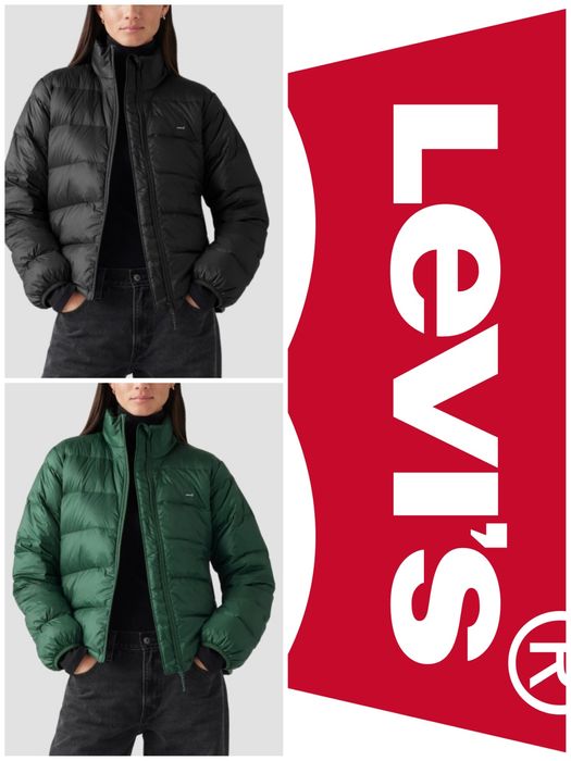 Нова Жіноча пухова куртка пуфер  levis чорна зелена