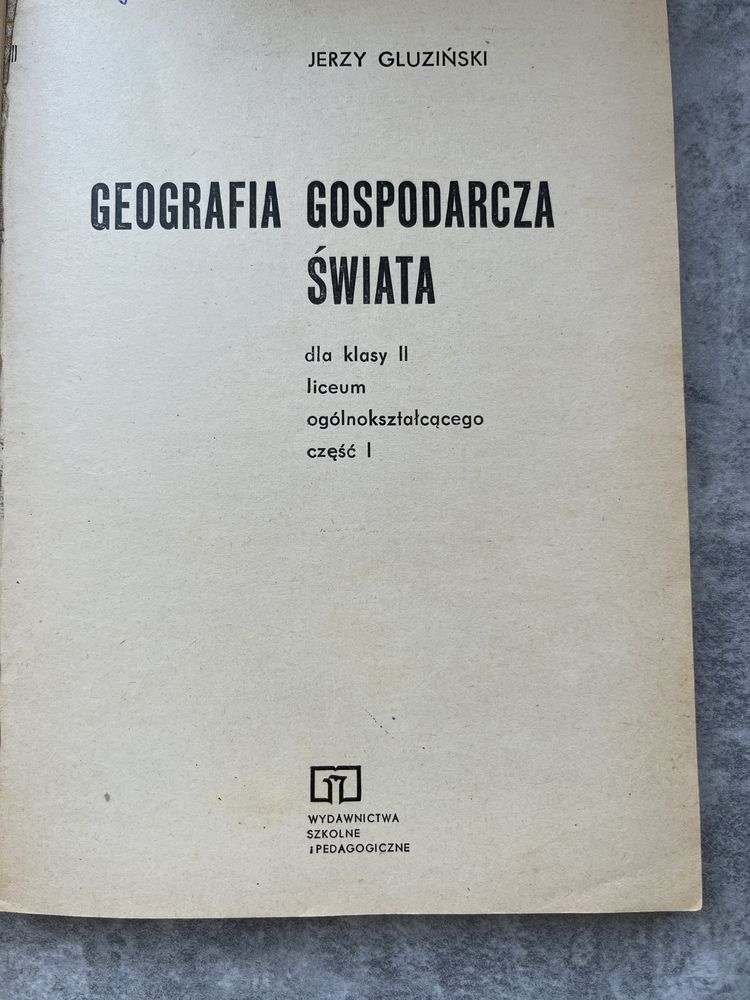 Geografia gospodarcza świata dla kl 2 LO podrecznik Gluziński