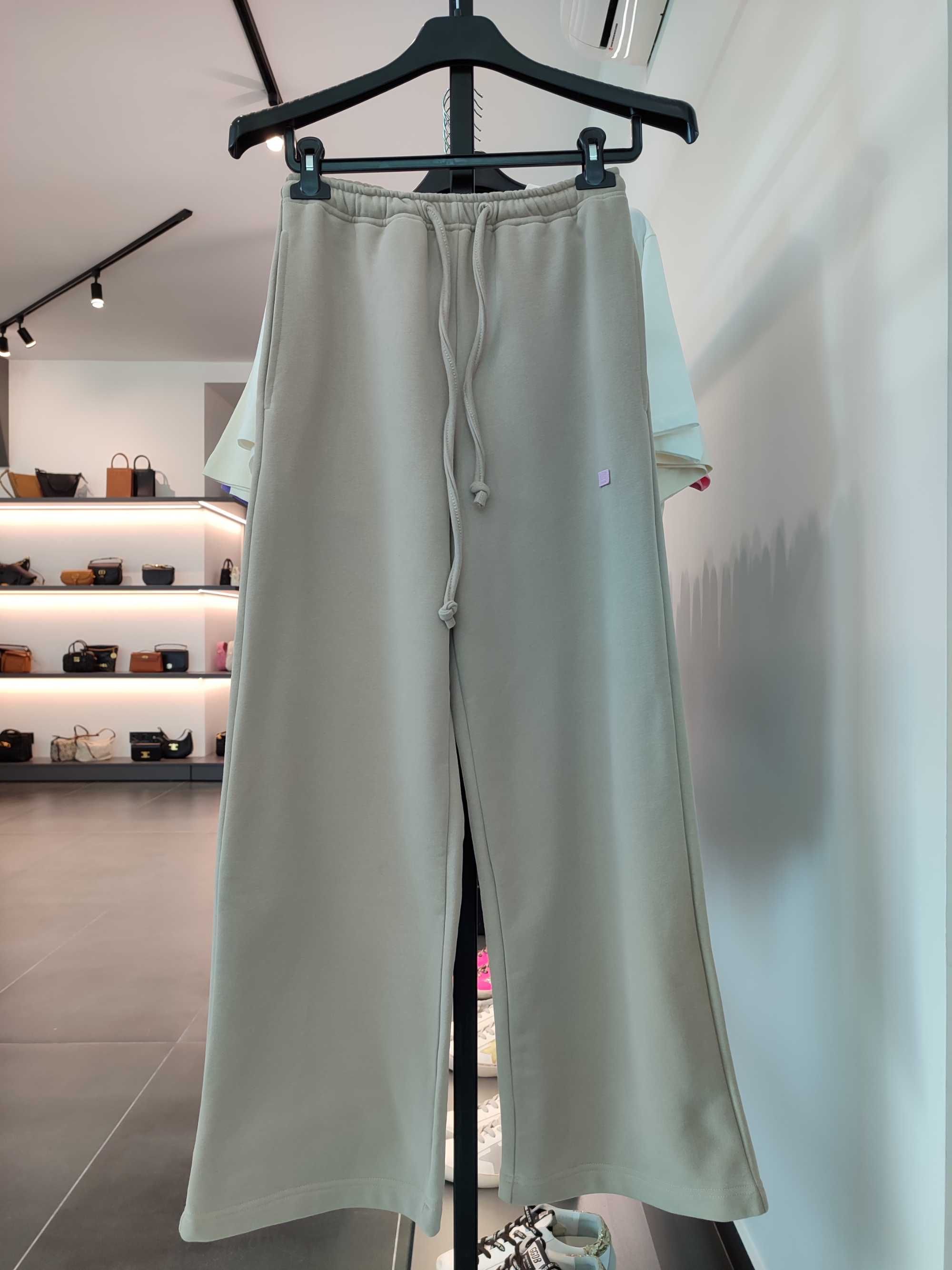 Штани Acne Studios Wide Leg Logo Embroidered Sweatpants Khaki