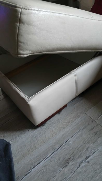 2 skórzane, duże pufy, tanio!