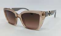 Брендовые женские очки коричневые в бежевой прозрачной оправе 8922