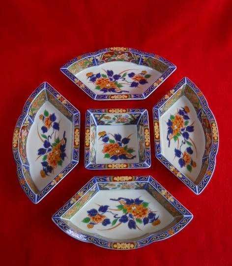 Винтажный Японский сервировочный фарфоровый набор для асорти