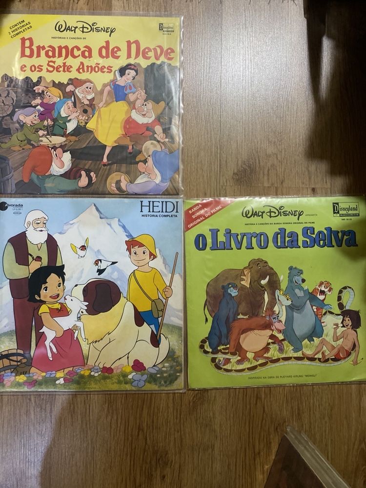 3 discos vinil: Cinderela - Heidi - O livro da Selva