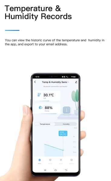 Czujnik temperatury i wilgotności - podgląd w aplikacji - BTH01 - 8szt