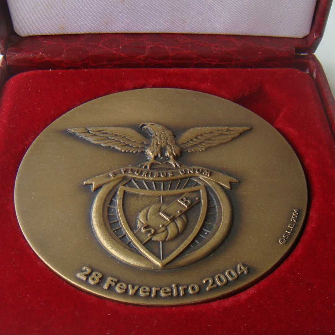 Medalha de Bronze Futebol SLB Benfica Águia Centenário em Estojo