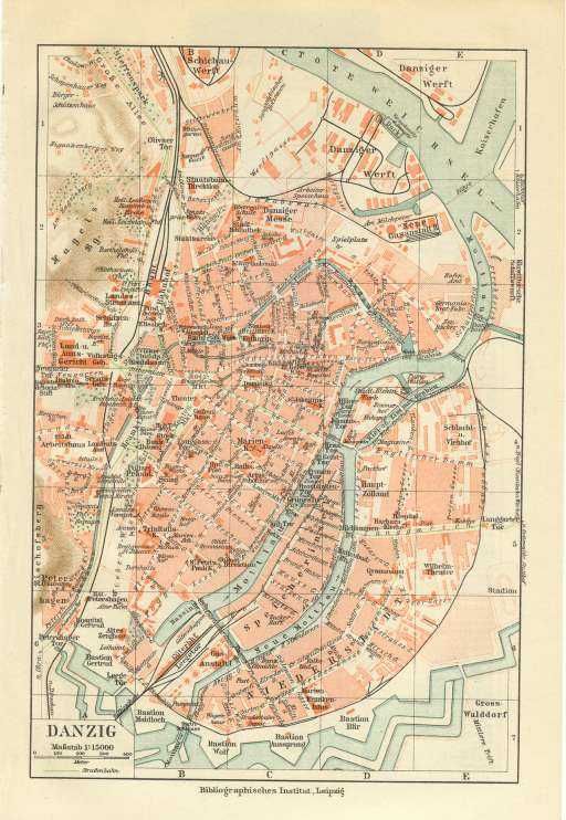 Gdańsk oryginalny XIX w. plan miasta