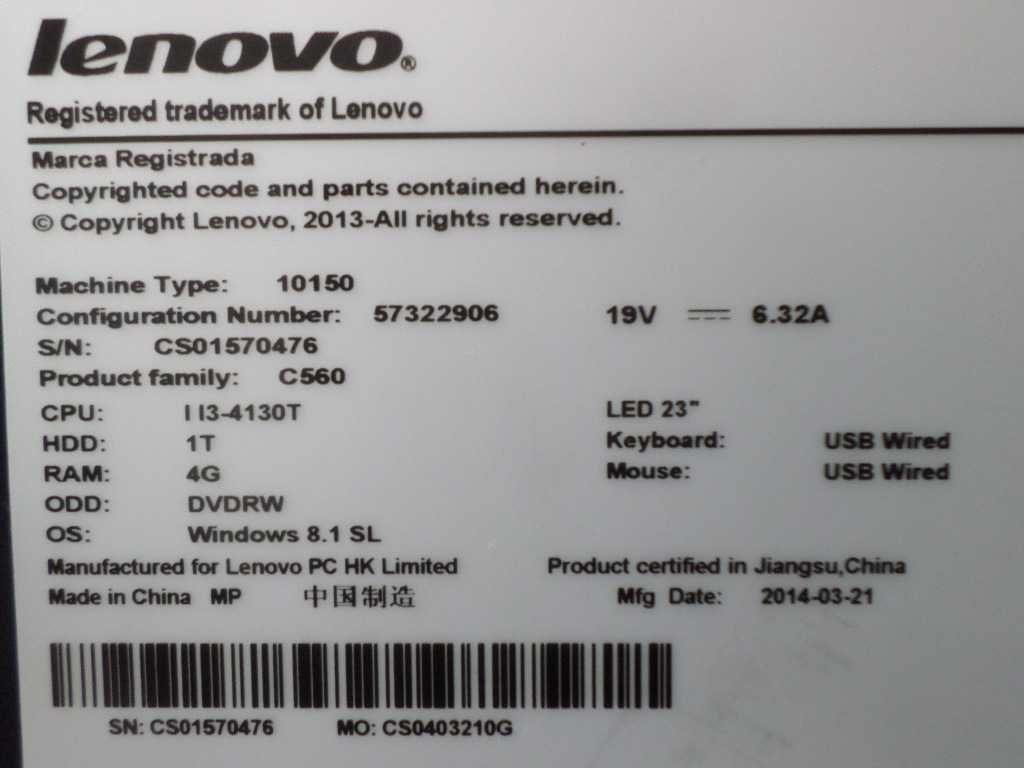 Lenovo C560 core i3/4/500Gb , NVIDIA GeForce 800m