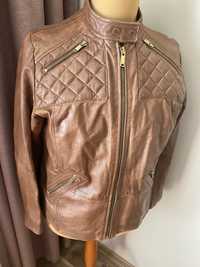 Mango Violeta Kurtka biker skórzana sheepskin skóra camel XXL