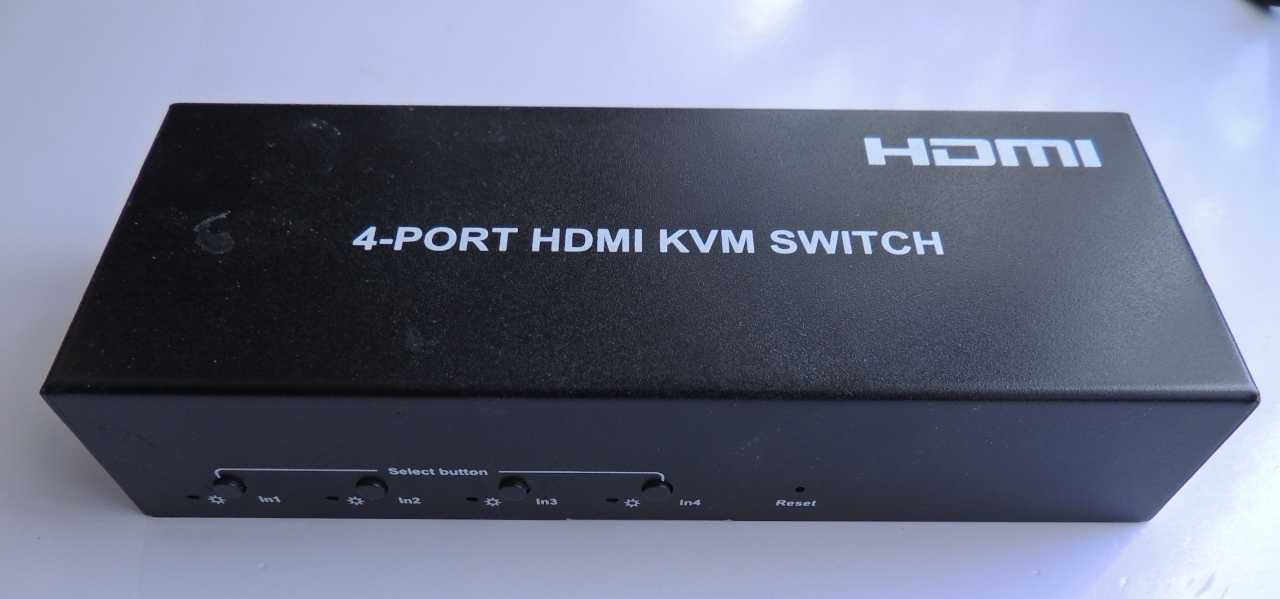 KVM Switch 4 PORT HDMI 4K - Até 4 PCs num só monitor/teclado/rato