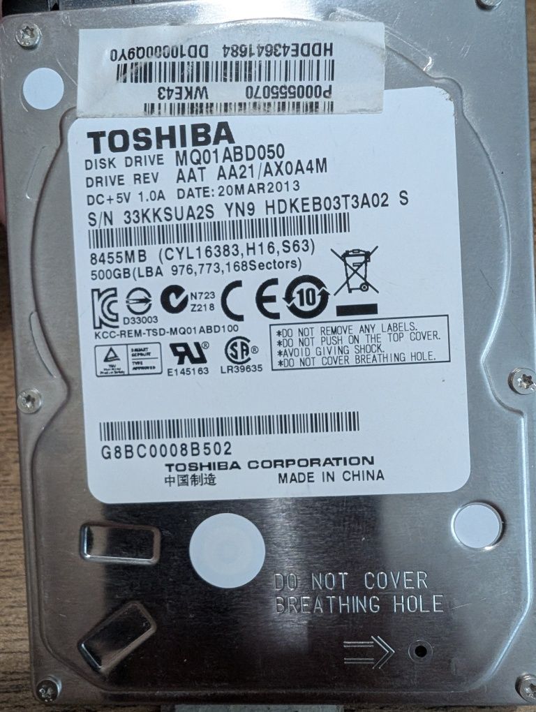 Hdd Toshiba 2,5 500gb