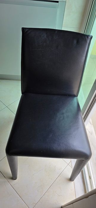 Mesa de madeira LEi Brasil 6 cadeiras de pele