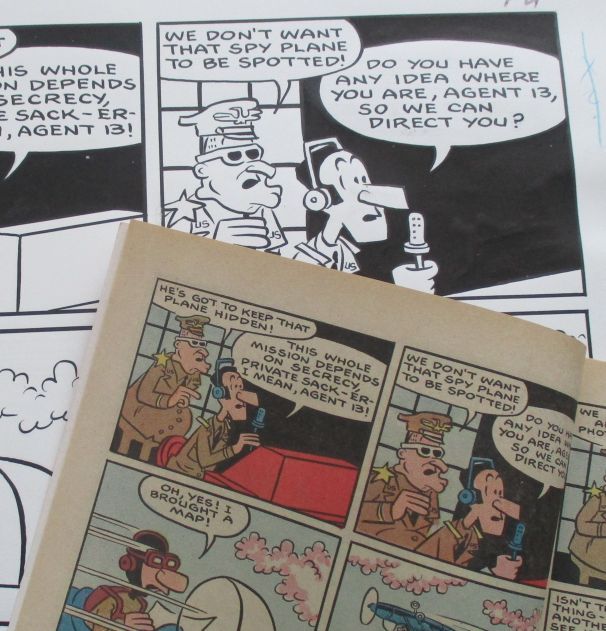 1970 original comic book art - Sad Sack - prancha de banda desenhada