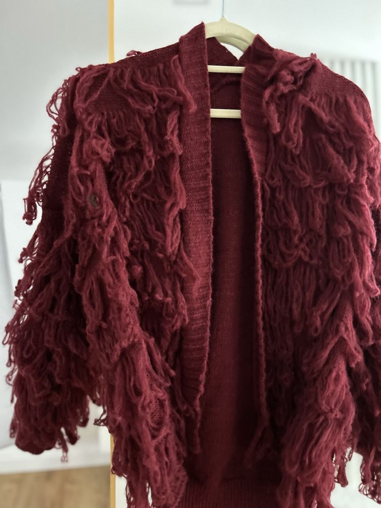 Sweter kordigan damski mop bordowy nowy butik hit