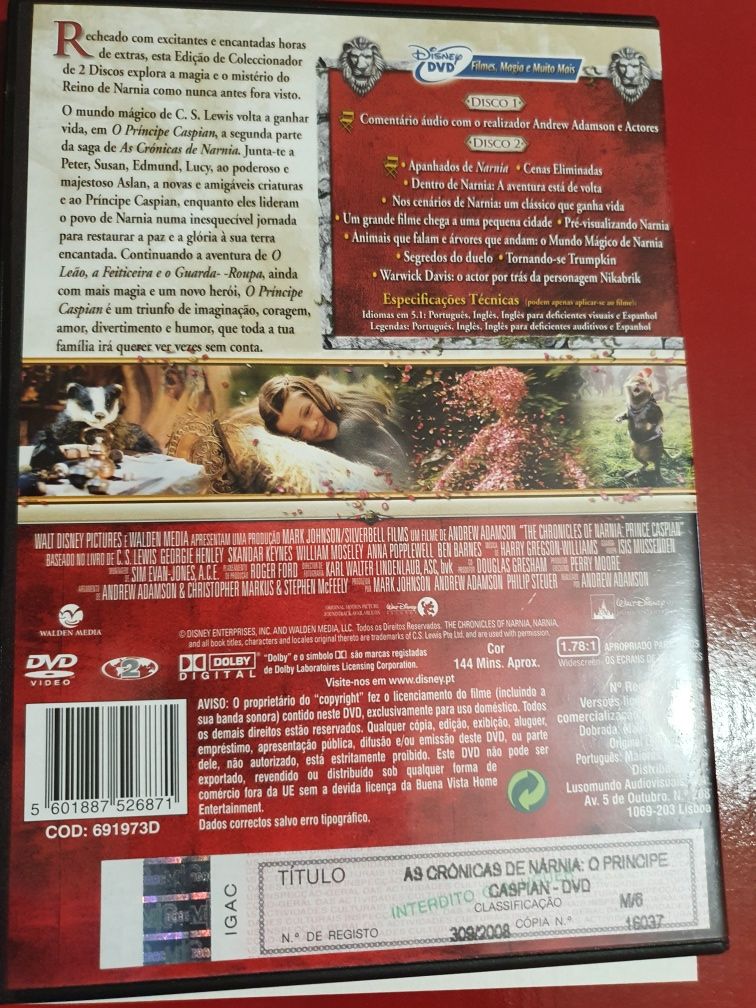 DVD "As Crónicas de Nárnia: O Príncipe Caspian"