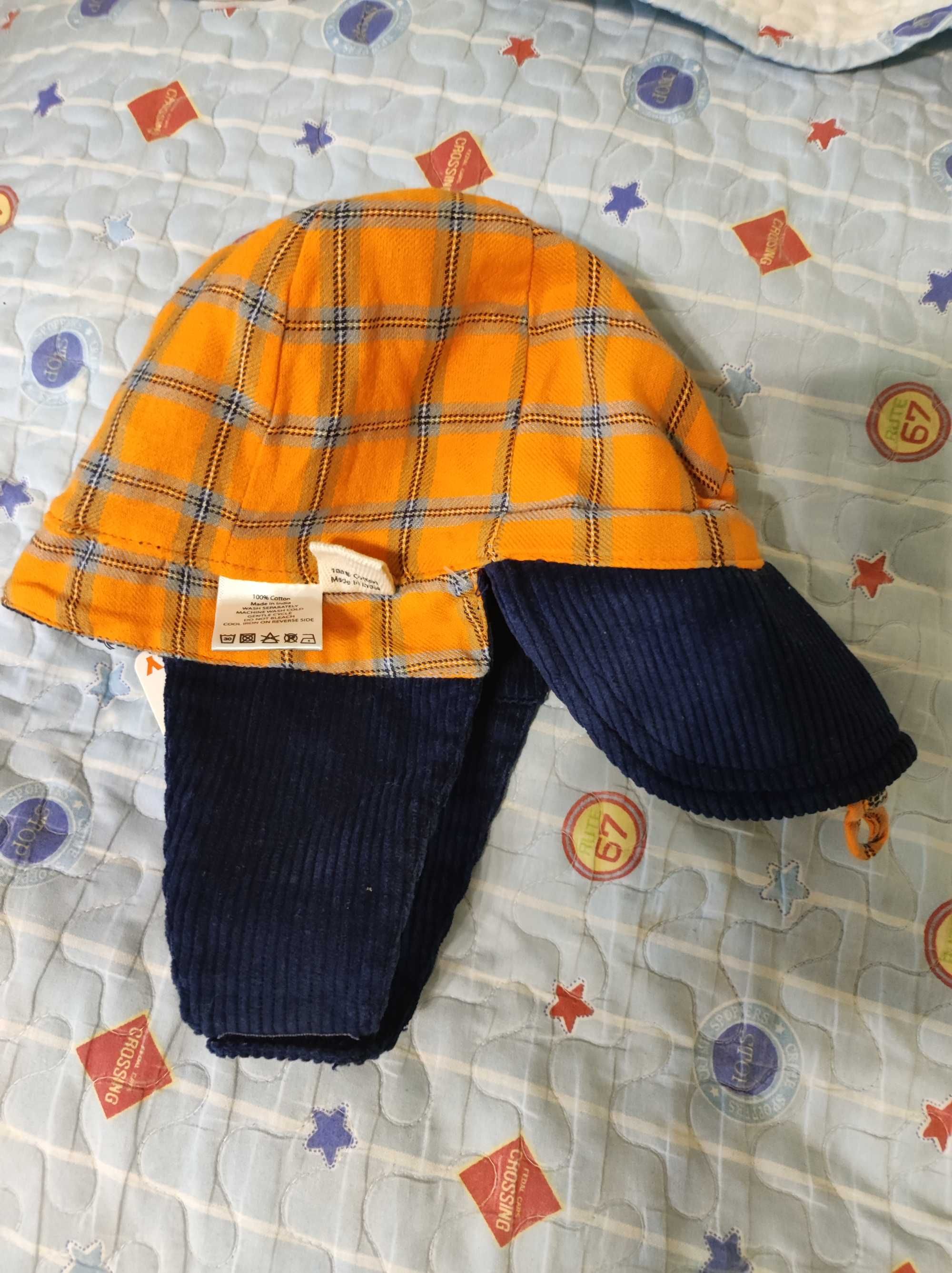 Нова вельветова шапка для хлопчика з вушками Foxy 5-7 лет