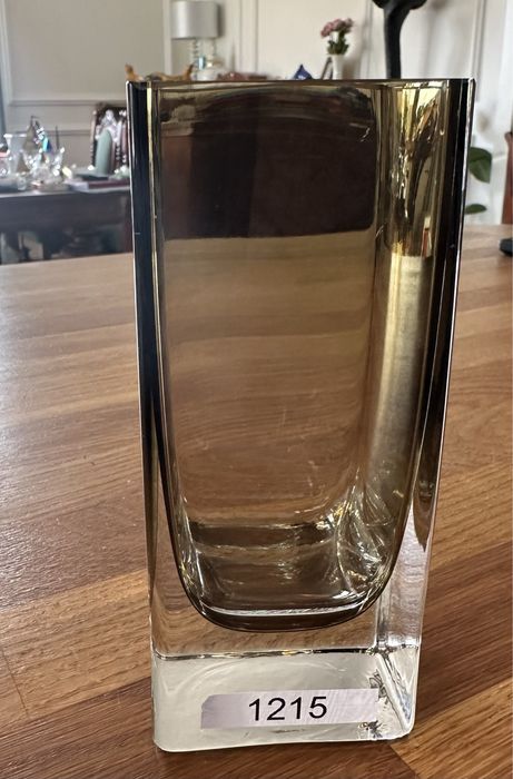 Kryształowy Szklany wazon dymiony kolor ciężki dekoracja 1215