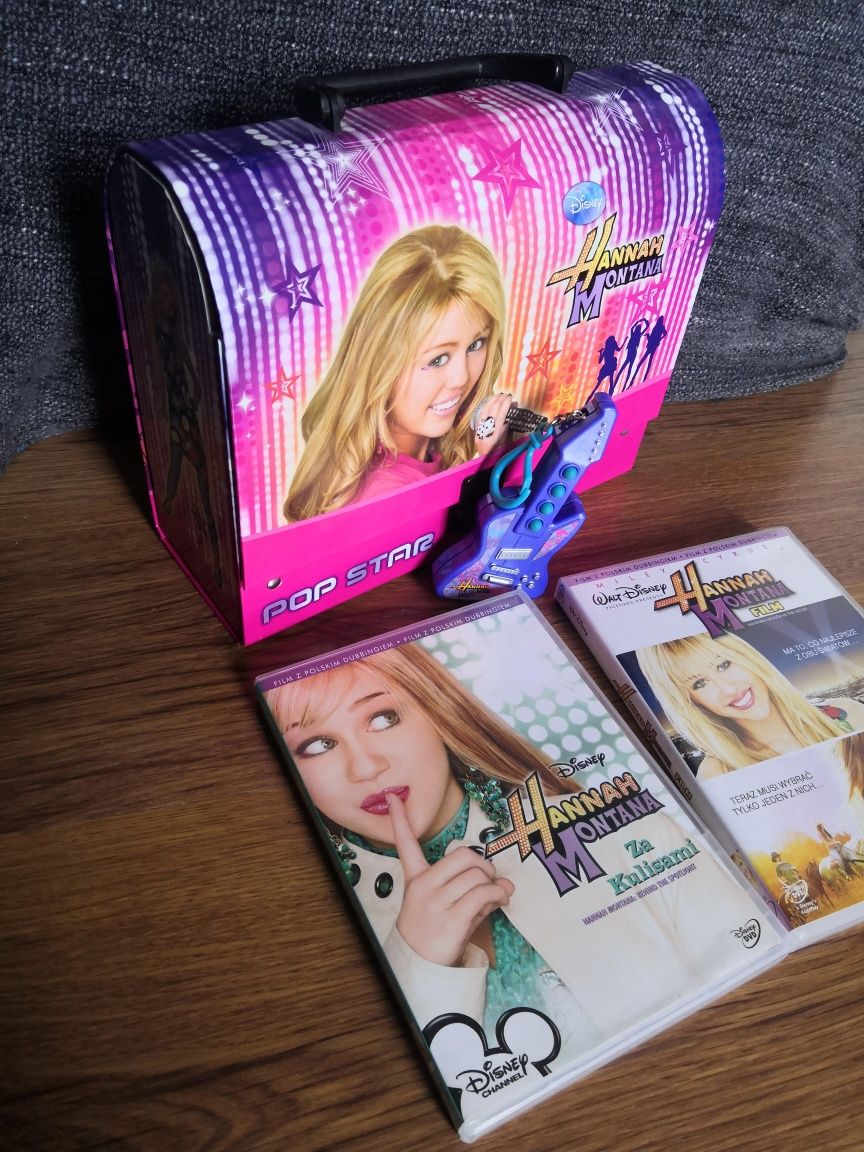 Hannah Montana płyty DVD film, kuferek, zabawka