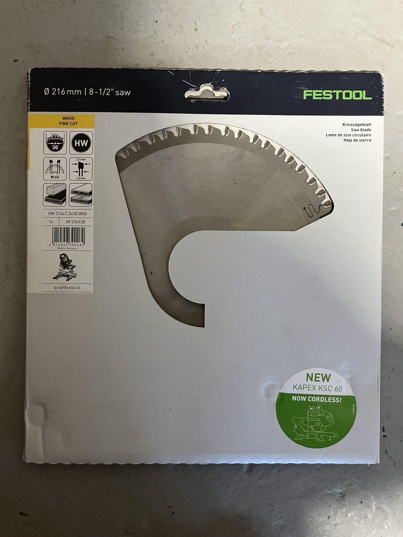 Диск з дрібним зубом festool 216x2,3x30 w60