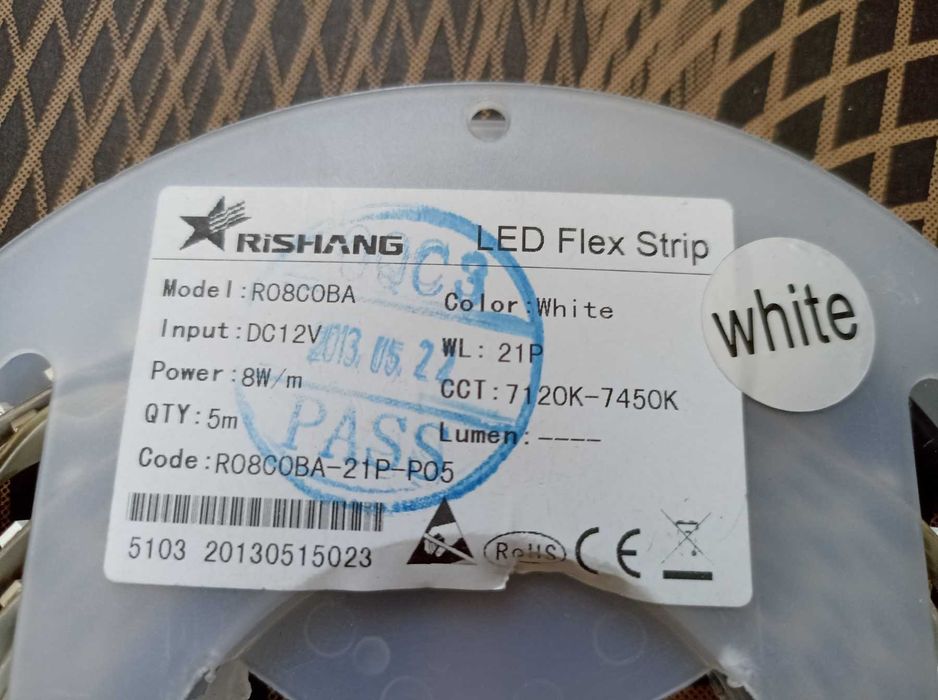 Светодиодная LED лента Rishang 5метров. Модель: R08COBA White