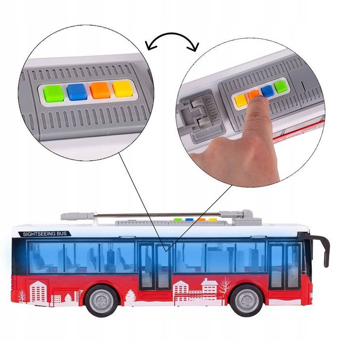 Autobus Trolejbus Elektryczny Miejski Światła Dźwięki Otwierane Drzwi