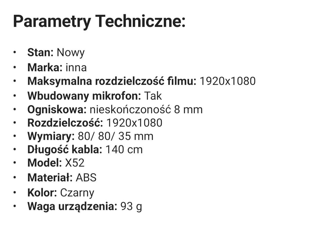 Kamera internetowa z mikrofonem 1080P fullHD