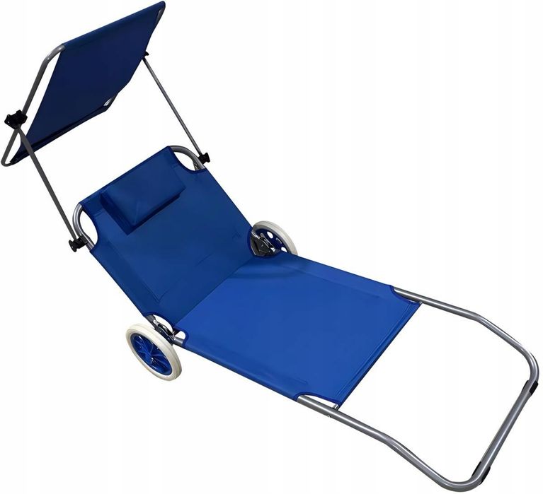 Leżak turystyczny plażowy na kółkach
