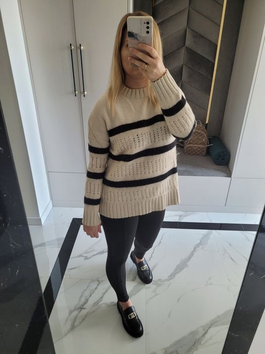 Spodnie legginsy premium melanż suwaki scandi preppy