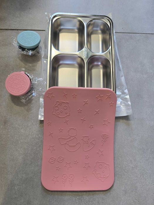 Pudełko Śniadaniowe LUNCHBOX METALOWY z Przegrodami, Poj. Na Sos 580ML