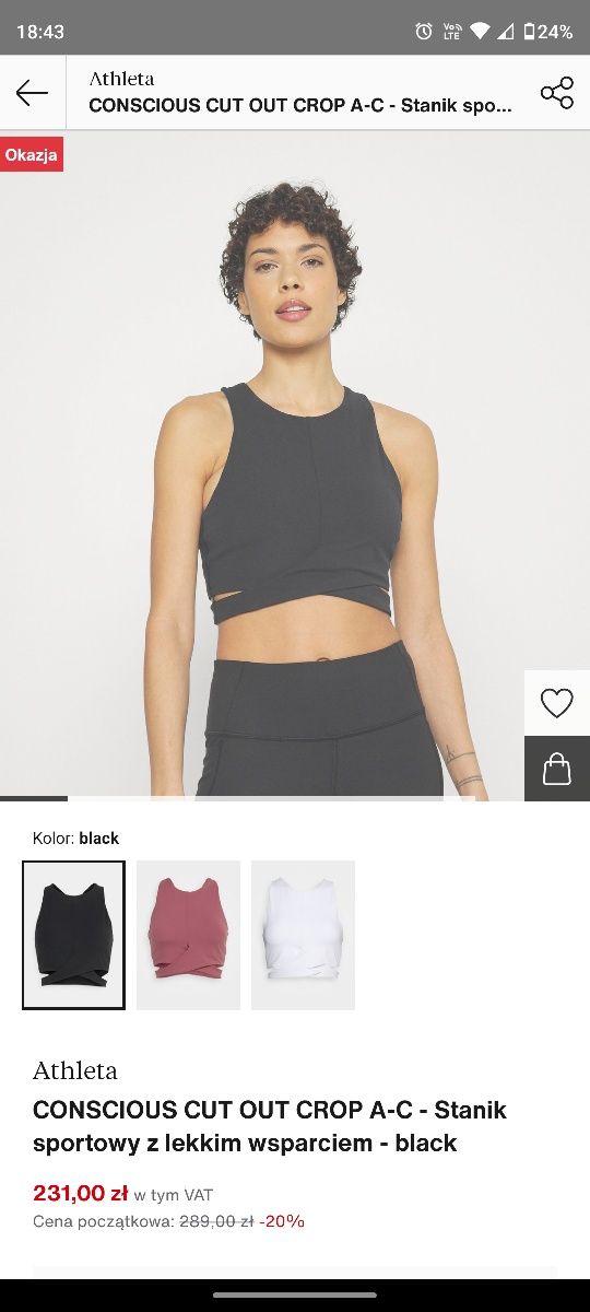 Athleta conscious cut out crop stanik sportowy top

CONSCIOUS CUT OUT