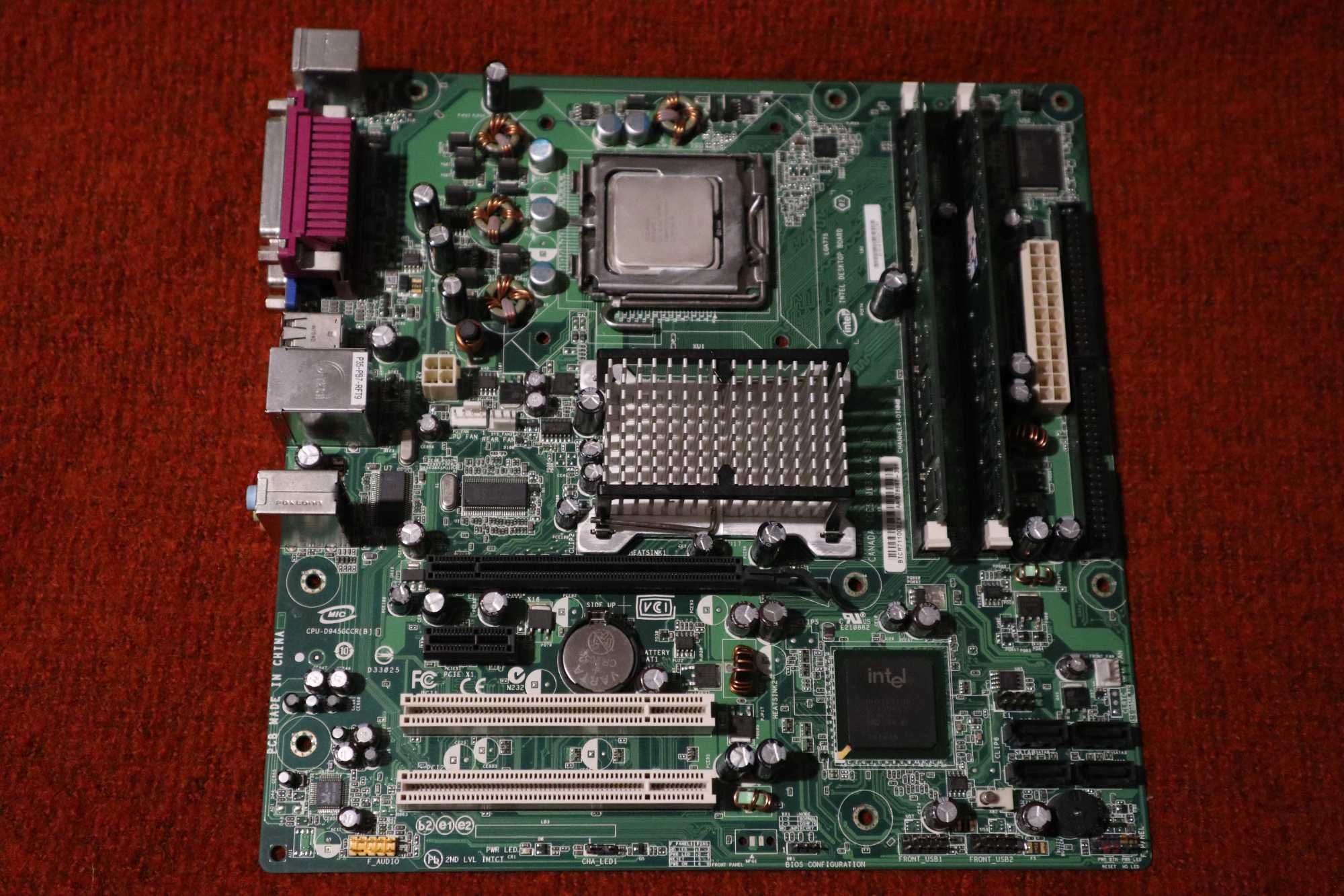 Материнская плата INTEL D945GCCR в комплекте процессор и память