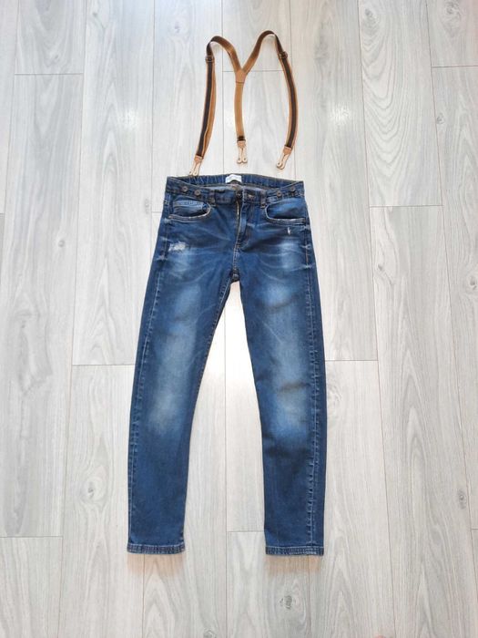 Б/у Джинсы темно-синие  ZARA ЗАРА с подтяжками 11/12 лет р.152 Днепр