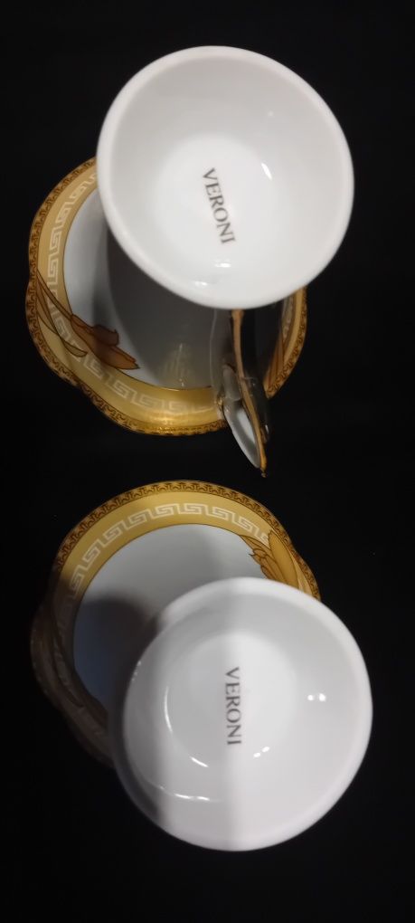 Dwie filizanki z talerzykami Veroni Gold Rise