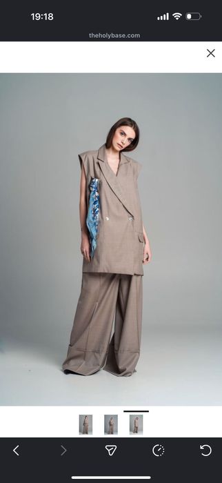 Широкі штани із вовни бежеві зимові