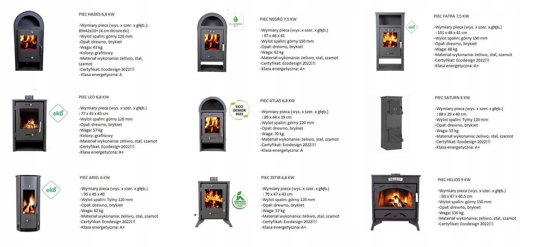 Piec Piecyk Kominek Eco Stalowy Koza OLIMP 7,5KW z szybą wolnostojący