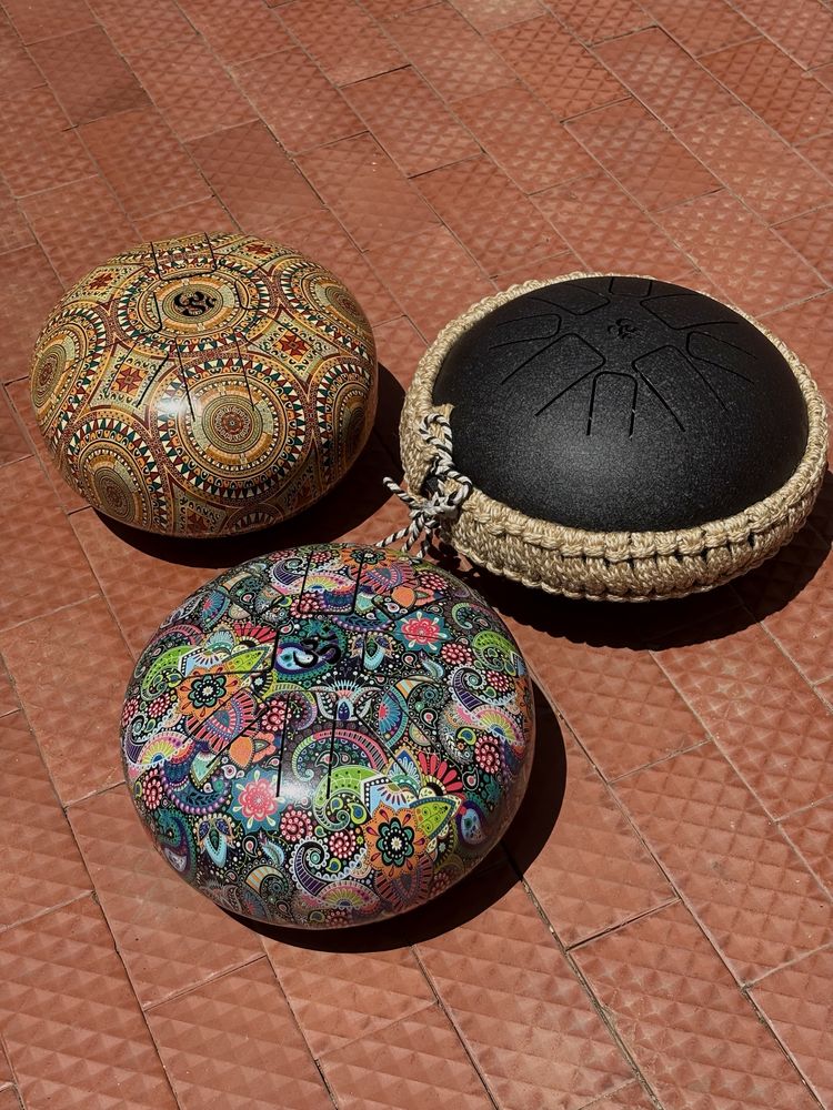 Tambores artesanais de aço com som relaxante + bolsa incluída