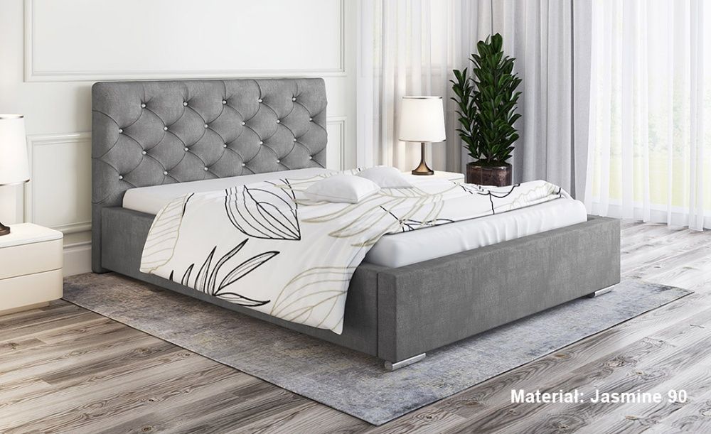Łóżko LUX11 Glamour 140x200 stelaż pojemnik kryształki