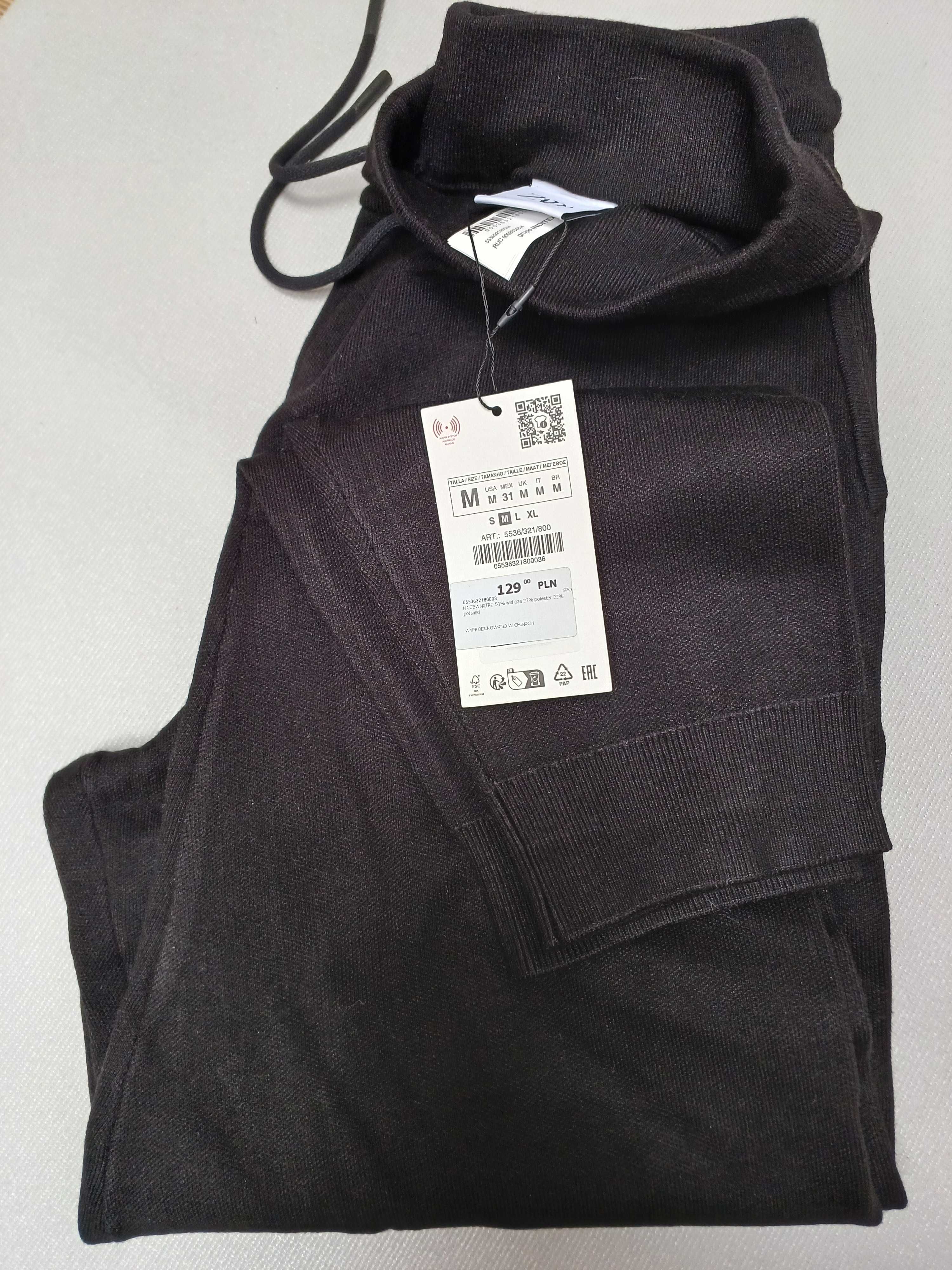 ZARA Dzianinowe spodnie typu jogger dzininowa bluza z kapturem.